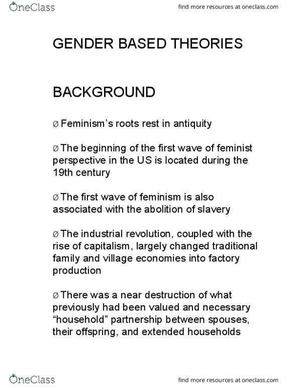 CRIM 104 Lecture Notes - Lecture 11: Cesare Lombroso, Second-Wave Feminism, Penis Envy thumbnail