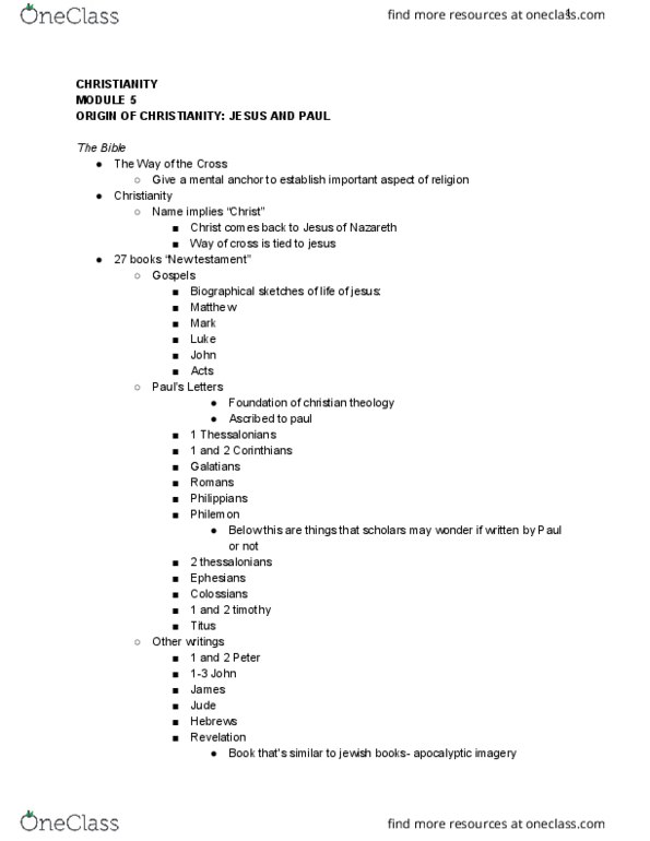 RS110 Lecture Notes - Lecture 2: Carmelites, First Vatican Council, Classical Antiquity thumbnail