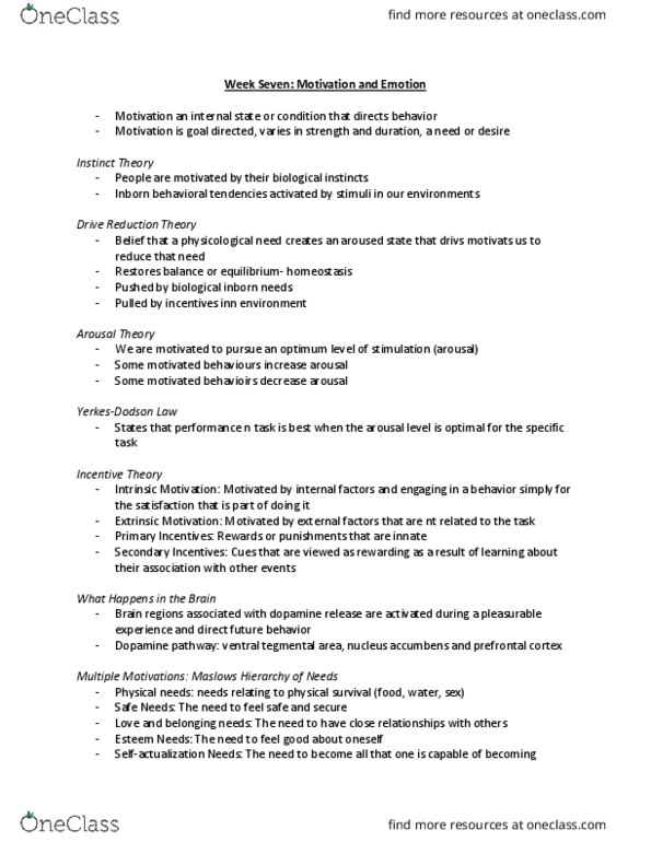 PS102 Lecture Notes - Lecture 7: Predicable, Negative-Feedback Amplifier, Startle Response thumbnail