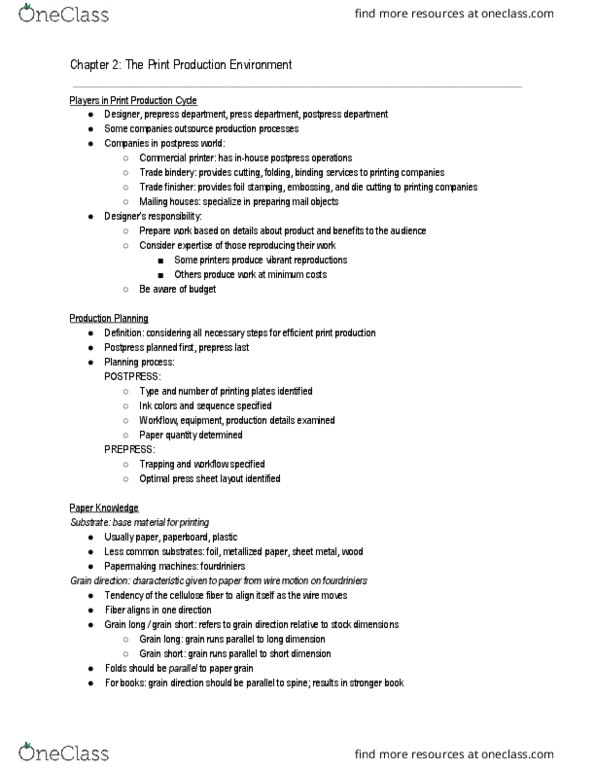 GRC 324 Chapter Notes - Chapter 2: Foil Stamping, Prepress, Bond Paper thumbnail