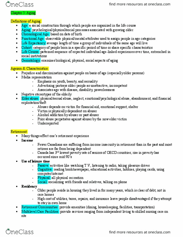 FCSS*1010 Lecture Notes - Lecture 12: Activity Theory, Social Stratification, Health Promotion thumbnail