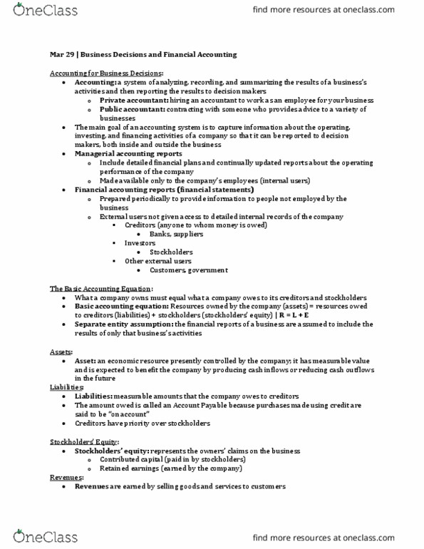 SMG SM 131 Chapter Notes - Chapter Business Decisions and Financial Accounting: Financial Accounting Standards Board, Situation Two, Financial Accounting thumbnail