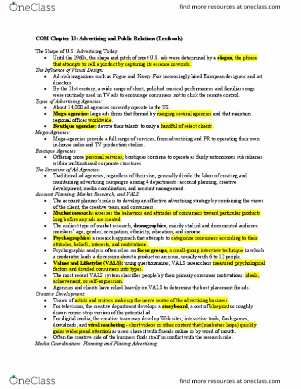 COM CO 101 Chapter Notes - Chapter 13: Transmedia Storytelling, Omnicom Group, Puffery thumbnail