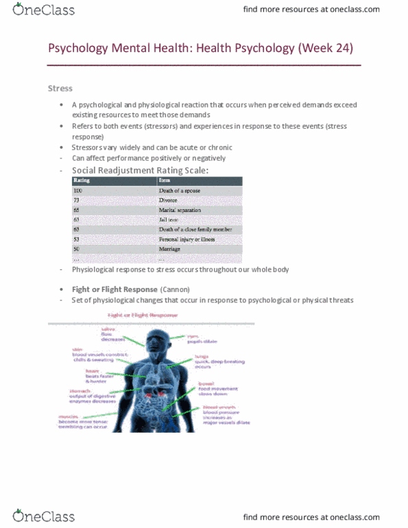 PSYC 100 Lecture Notes - Lecture 24: Hans Selye, Tension Headache, Palpitations thumbnail