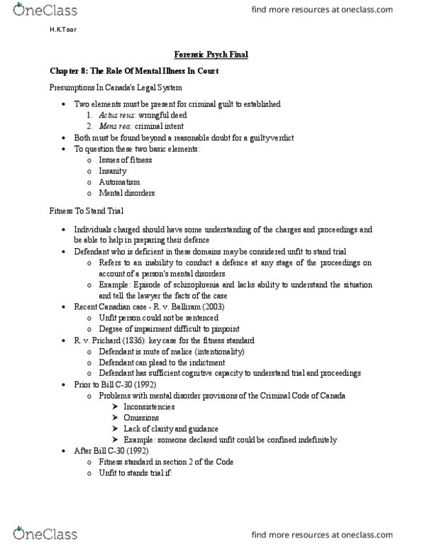 Psychology 2032A/B Chapter Notes - Chapter 8: James Hadfield, Antipsychotic, Psychosis thumbnail