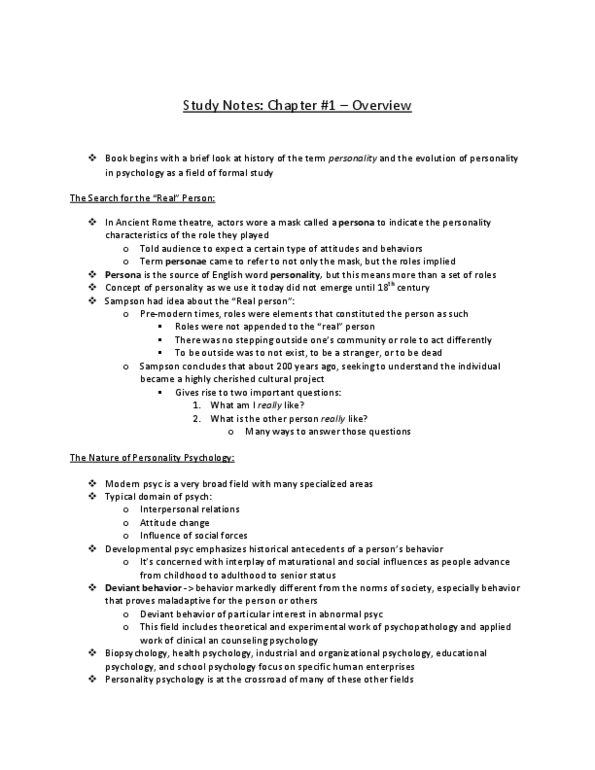 PSYC 2130 Chapter Notes - Chapter 1: Extraversion And Introversion, Cognitive Dissonance, Nomothetic thumbnail