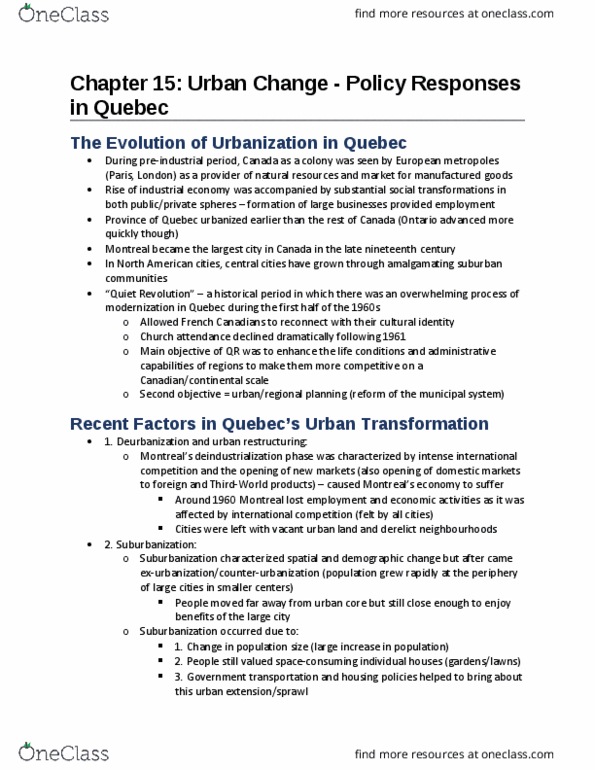 Sociology 2152A/B Chapter Notes - Chapter 15: Knowledge Economy, Urban Renaissance, Deindustrialization thumbnail