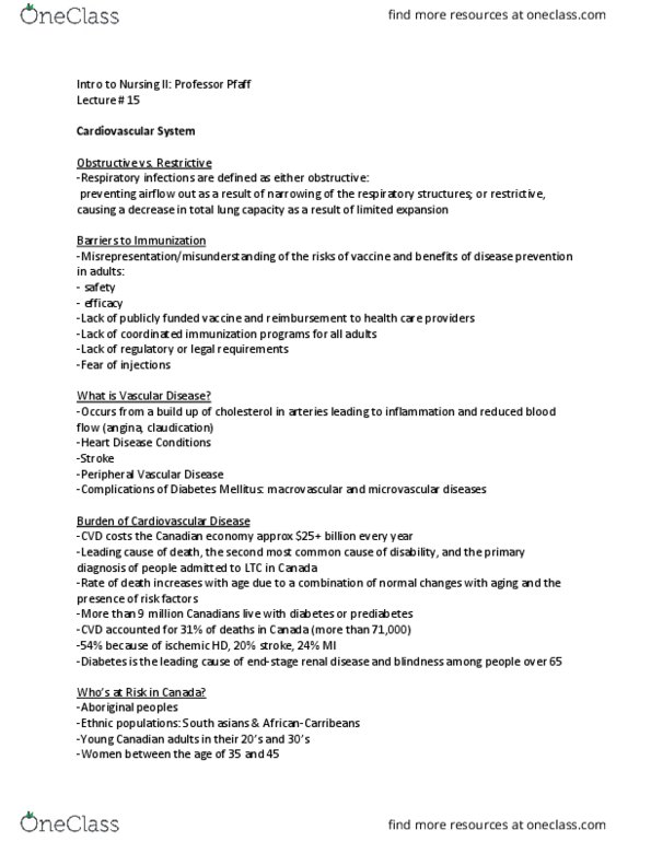 NURS 1730 Lecture Notes - Lecture 15: Diastole, Atrial Fibrillation, Transient Ischemic Attack thumbnail