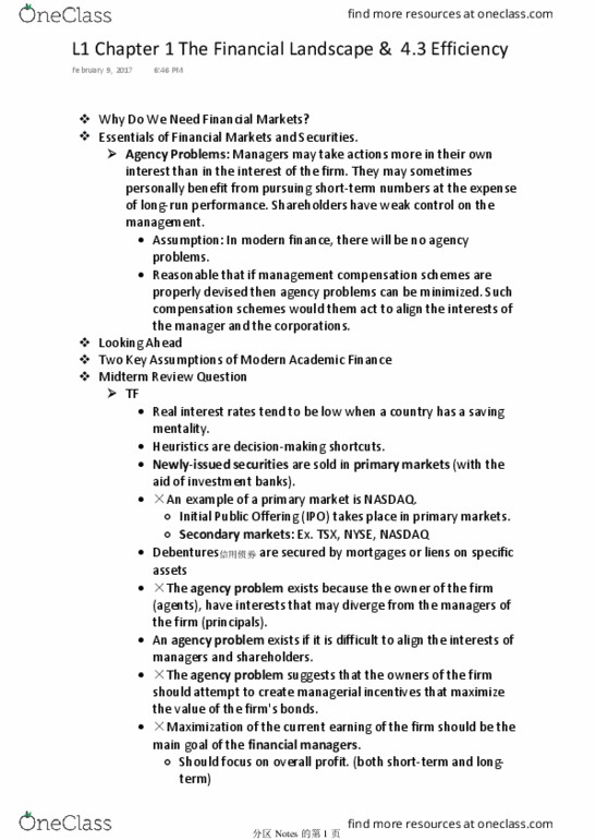 COMMERCE 2FA3 Lecture Notes - Lecture 1: Annuity, Agency Cost, Mortgage Loan thumbnail