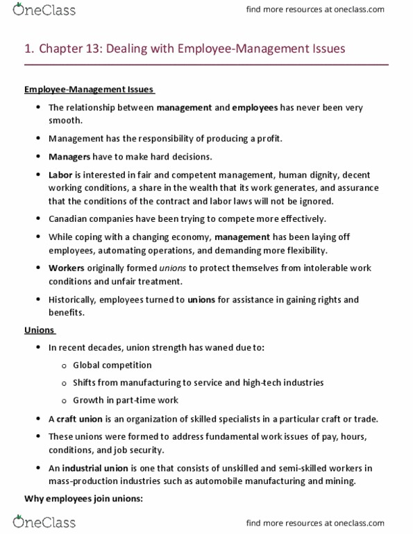 MGMT 100 Lecture Notes - Lecture 13: Job Security, Pension, Craft Unionism thumbnail