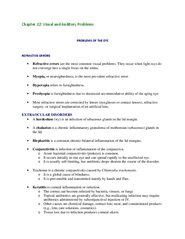BIOC33H3 Lecture Notes - Macular Edema, Far-Sightedness, Blepharitis thumbnail