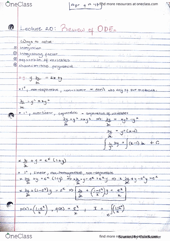 MATH 10B Lecture 20: Review of ODEs thumbnail