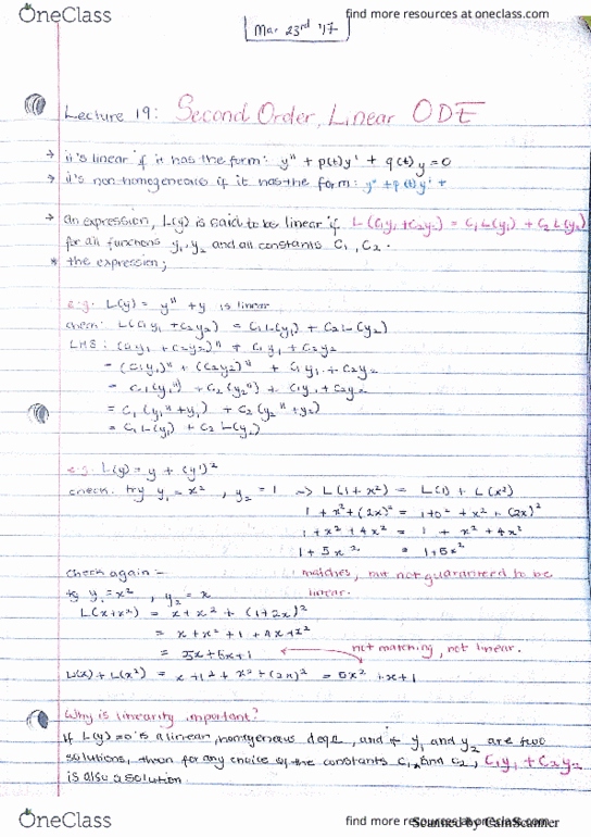 MATH 10B Lecture 19: Second Order Linear ODEs thumbnail