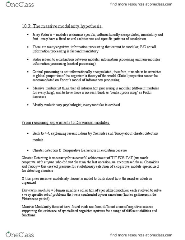 COGS 2160 Chapter Notes - Chapter 10.3: Modularity : Parsing, Tit For Tat, Natural Selection 2 thumbnail