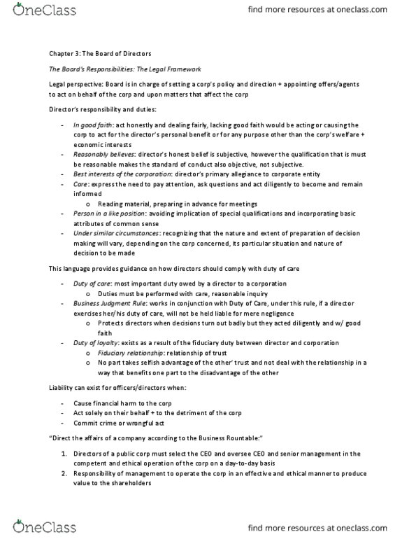 MGT437H5 Chapter Notes - Chapter 1: Proxy Statement, Fiduciary, Internal Audit thumbnail