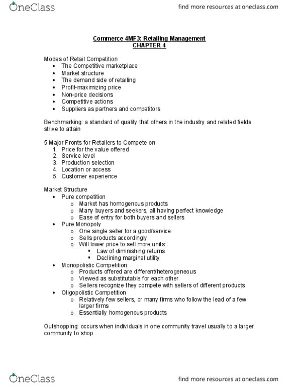 COMMERCE 4MF3 Lecture Notes - Lecture 4: Costco, Monopolistic Competition, Intertype Corporation thumbnail