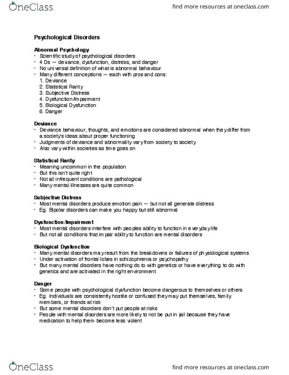 PSY 105 Lecture Notes - Lecture 9: Dsm-5, Speaker Types, Illusory Correlation thumbnail