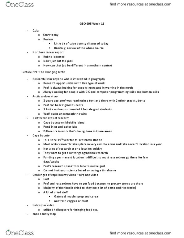 GEO 605 Lecture Notes - Lecture 12: Permafrost, Nostoc, Natural Sciences And Engineering Research Council thumbnail