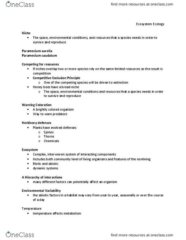 BIOL 102 Lecture Notes - Lecture 20: Paramecium Aurelia, Herbivore thumbnail