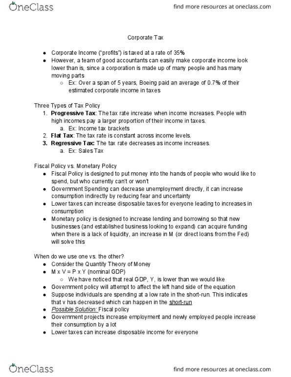 ECON-2120 Lecture Notes - Lecture 11: Federal Direct Student Loan Program, Monetary Policy, Flat Tax thumbnail