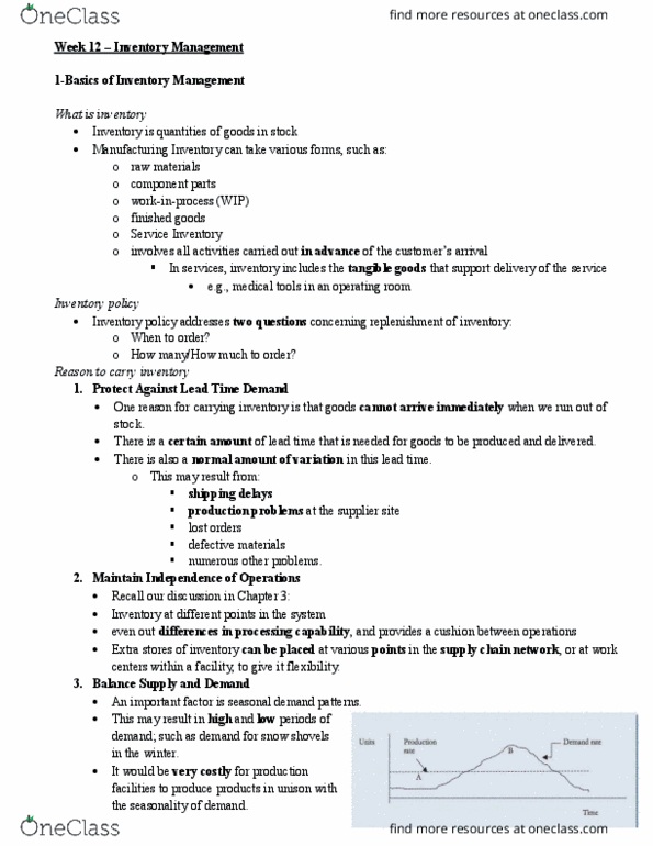 GMS 804 Lecture Notes - Lecture 12: Vendor-Managed Inventory, Material Requirements Planning, Carrying Cost thumbnail