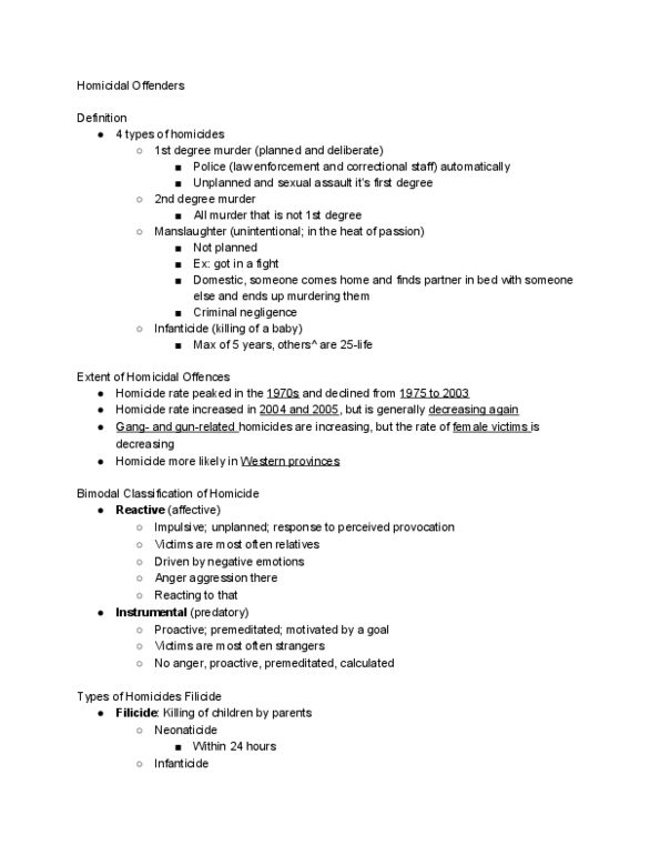 PSY 3173 Lecture 11: 2.4CH15 Homicidal Offenders (final) thumbnail