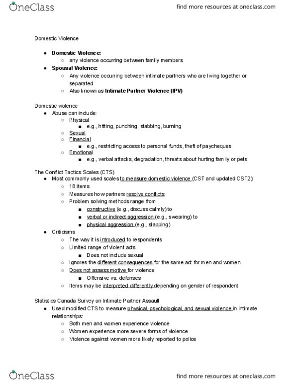 PSY 3173 Lecture Notes - Lecture 12: Intimate Partner Violence, Problem Solving, Bipolar Disorder thumbnail