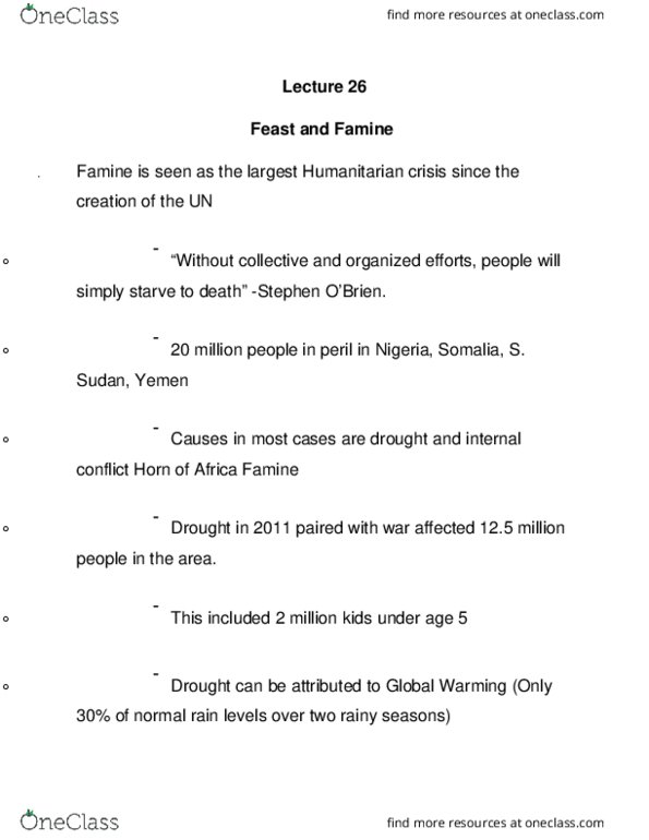 GEOG 122 Lecture Notes - Lecture 26: Diabetes Mellitus Type 2, World Food Summit, Humanitarian Crisis thumbnail