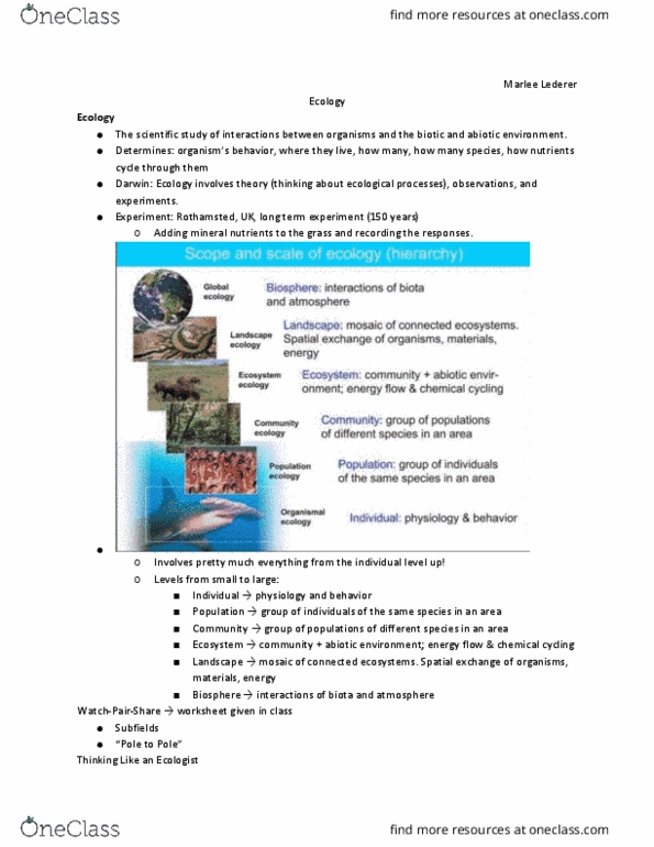 EBIO 1220 Lecture Notes - Lecture 28: Rothamsted Research, Parasitism, Commensalism thumbnail