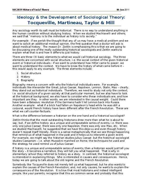 SOC101Y1 Lecture : Tocqueville, Martineau thumbnail