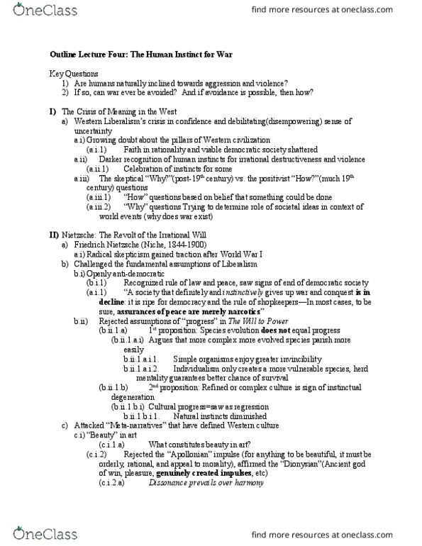 MMW 15 Lecture Notes - Lecture 4: The Human Instinct, Human Behavior, Vulnerable Species thumbnail