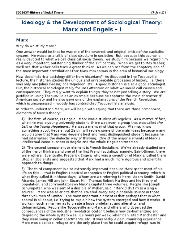 SOC101Y1 Lecture : Marx and Engels -1 thumbnail