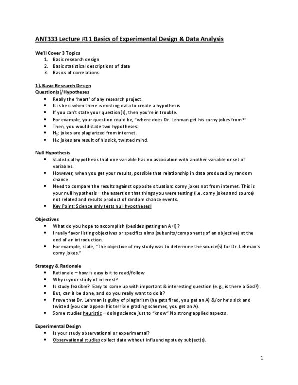 ANT333Y1 Lecture Notes - Lecture 11: Internal Validity, Test Statistic, Operational Definition thumbnail