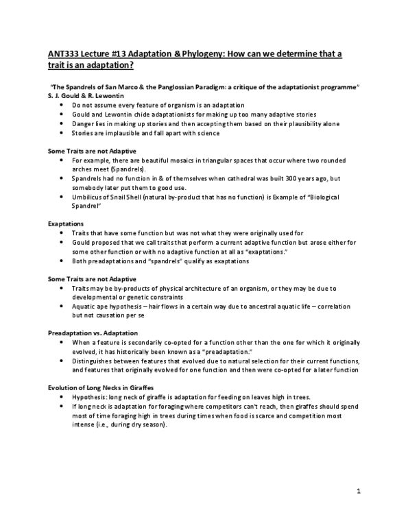 ANT333Y1 Lecture Notes - Lecture 13: Polytomy, Physical Data Model, Phylogenetics thumbnail