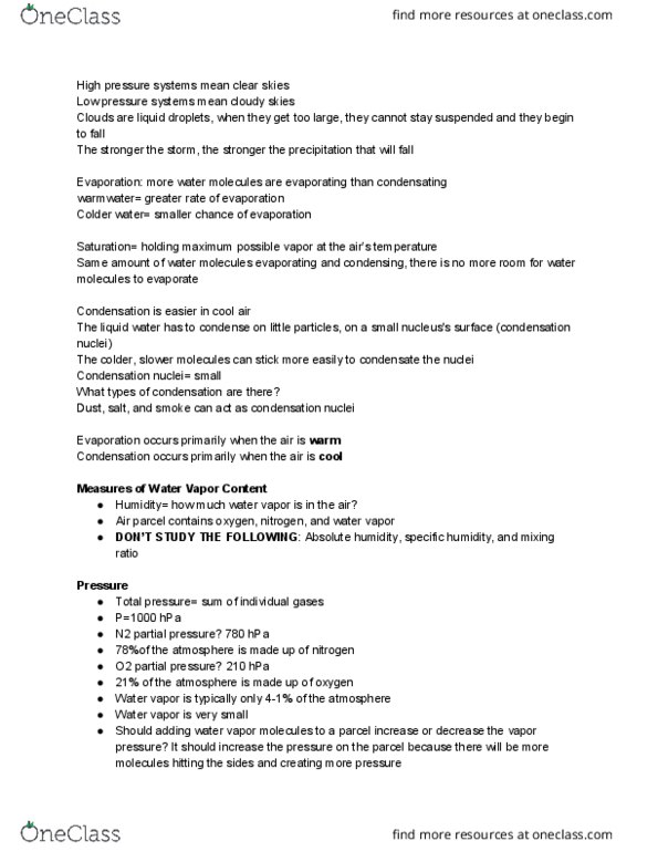 MET-1010 Lecture Notes - Lecture 4: Wet-Bulb Temperature, Vapor Pressure, Dew Point thumbnail