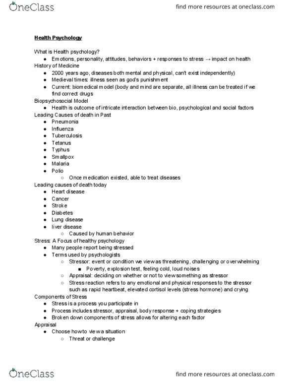 PSYCH 10 Lecture Notes - Lecture 10: Hans Selye, Adrenal Gland, Walter Bradford Cannon thumbnail