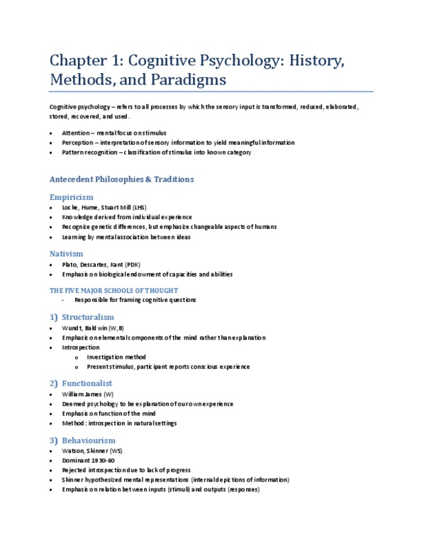 PSYCH207 Chapter Notes - Chapter 1: Noam Chomsky, Empiricism, David H. Hubel thumbnail