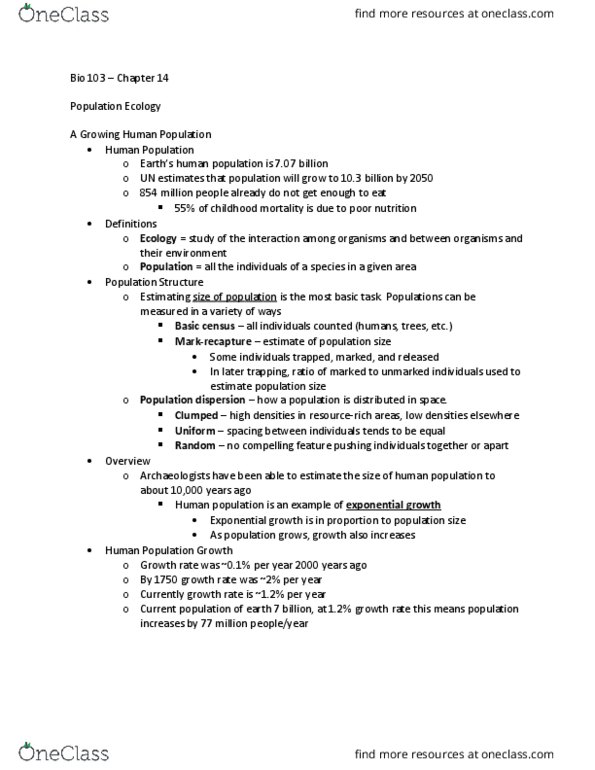 BIO 103 Lecture Notes - Lecture 9: Industrial Revolution, Demographic Transition, Exponential Growth thumbnail