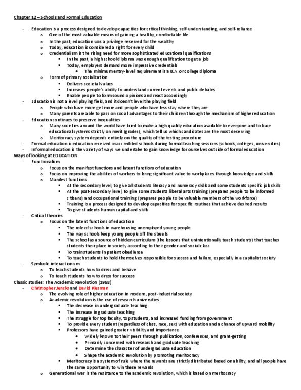 SOC103H1 Chapter Notes - Chapter 12: Old Age, Numeracy, Grade Inflation thumbnail