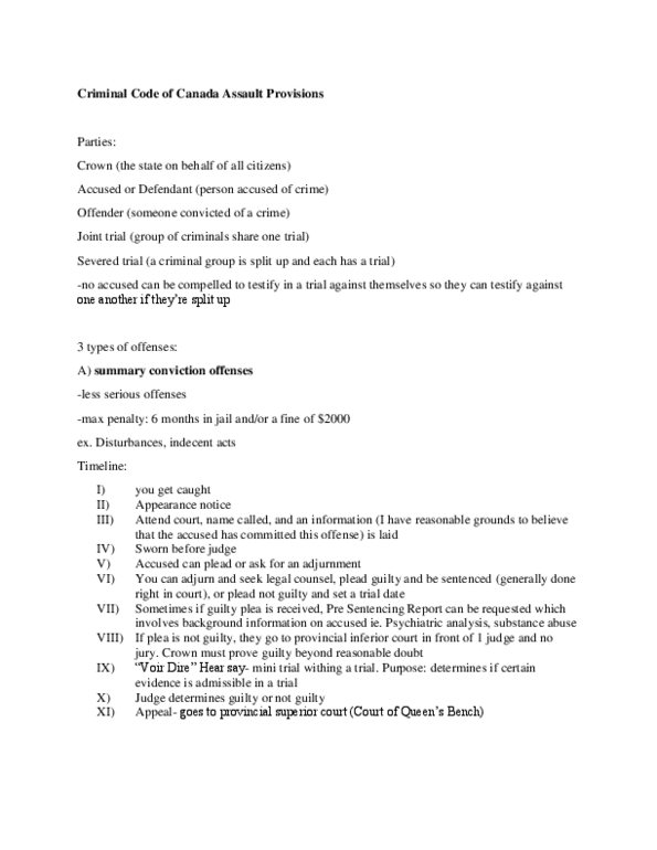 LWSO 203 Lecture Notes - Voir Dire, Summary Offence, Indictable Offence thumbnail