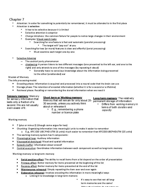 PSY100H1 Chapter Notes -Motor Learning, Sensory Memory, Binge Eating thumbnail