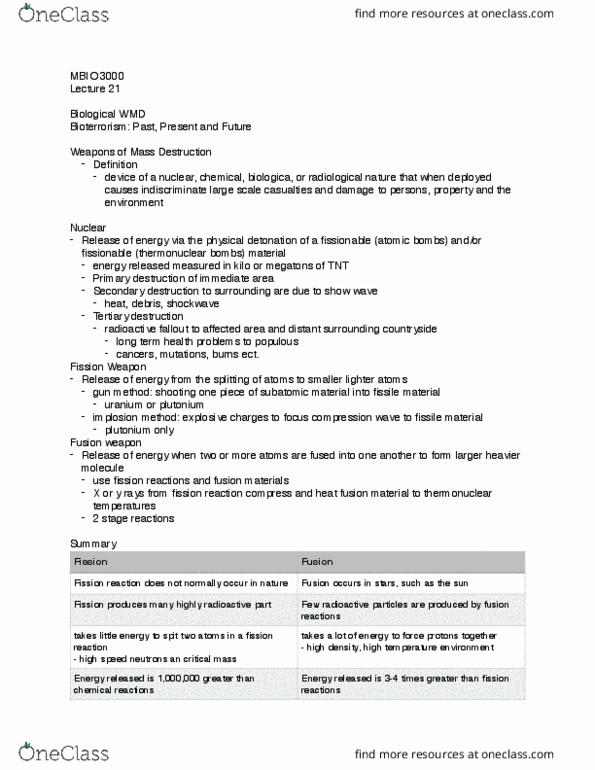 MBIO 3000 Lecture Notes - Lecture 21: Clostridium, Enriched Uranium, Nuclear Fallout thumbnail