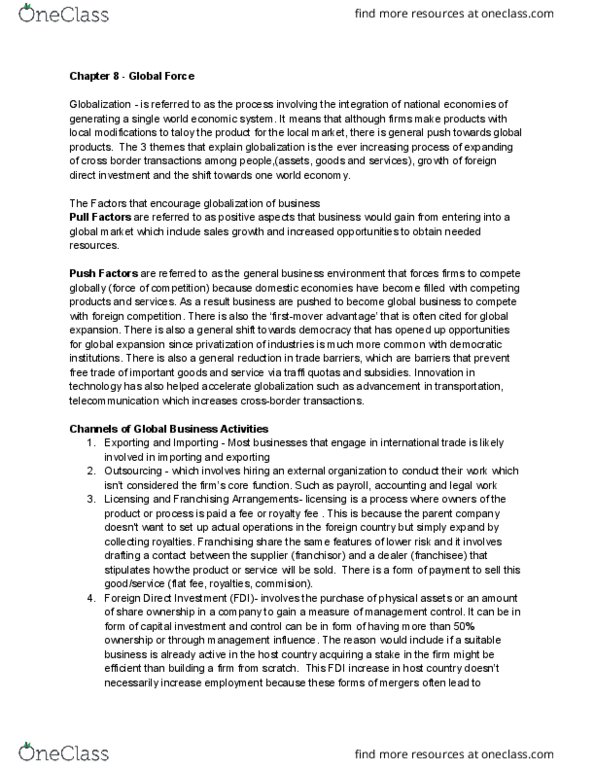 ADMN 1000H Chapter Notes - Chapter 8: International Monetary Fund, Mercantilism, World Trade Organization thumbnail