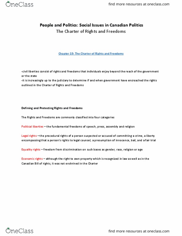 POLS 1400 Lecture Notes - Lecture 6: Legal Personality, John Diefenbaker, Section 33 Of The Canadian Charter Of Rights And Freedoms thumbnail