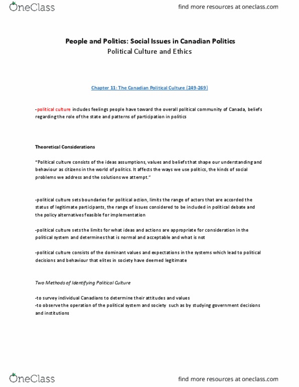 POLS 1400 Lecture Notes - Lecture 4: Charlottetown Accord, Statism, Political Culture Of The United States thumbnail