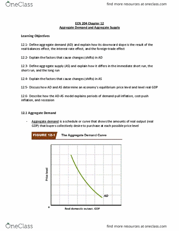 ECN 204 Lecture Notes - Lecture 6: Deflation, Economic Equilibrium, Aggregate Supply thumbnail