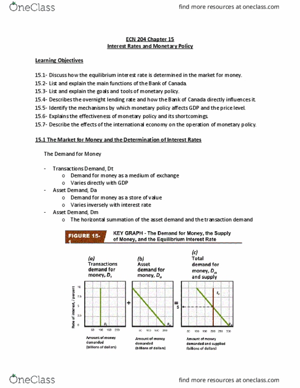 ECN 204 Lecture Notes - Lecture 9: Liquidity Trap, Potential Output, Overnight Rate thumbnail