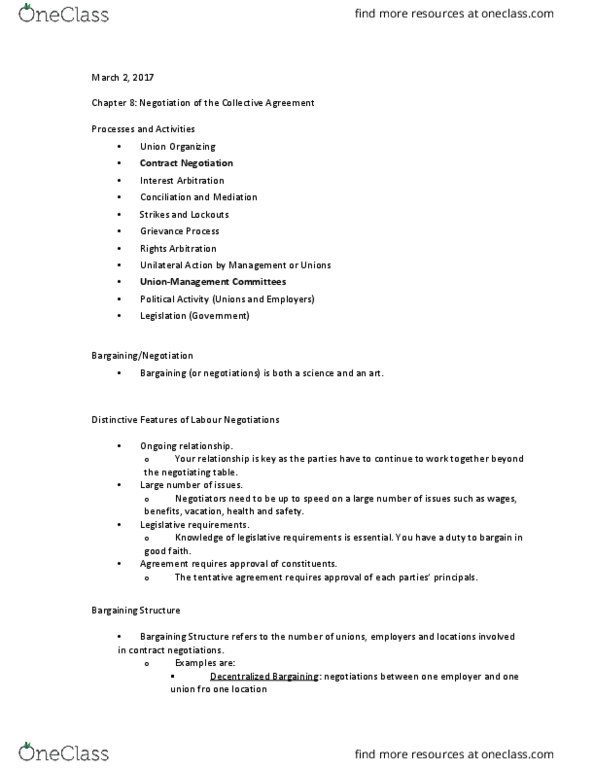 HRM307 Lecture Notes - Lecture 5: Flextime, The Employer, William Ury thumbnail