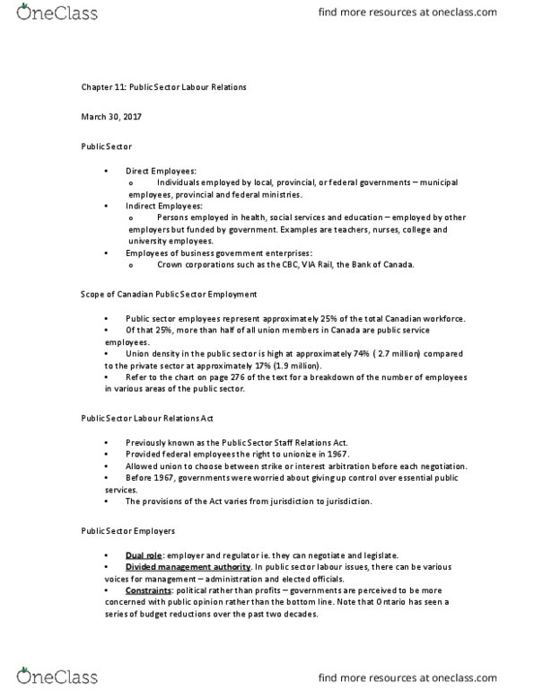 HRM307 Lecture Notes - Lecture 8: Layoff, Unifor, Dual Role thumbnail