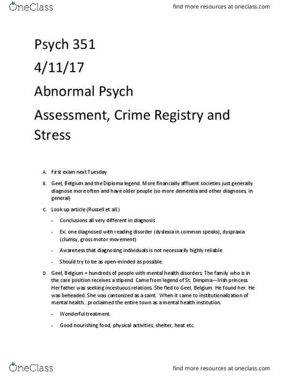 PSY 351 Lecture Notes - Lecture 3: Developmental Coordination Disorder, Restorative Justice, Statutory Rape thumbnail